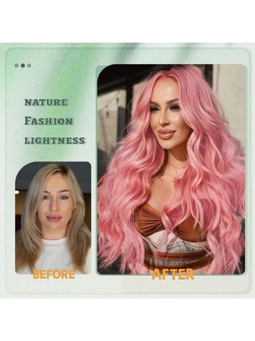 Women's Pink 26 Inch Natural Synthetic Modern Long Curly Wavy Fiber Wigs